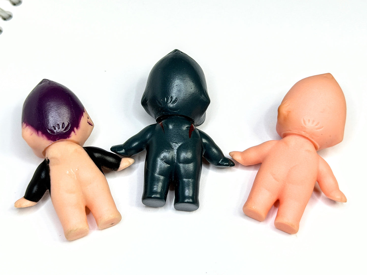 Vintage Black Celluloid Plastic Kewpie Doll 2" Figurine set of three A1028