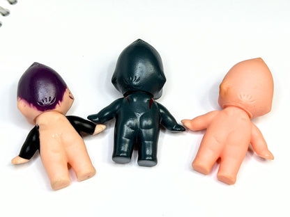Vintage Black Celluloid Plastic Kewpie Doll 2" Figurine set of three A1028