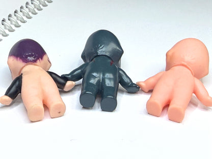 Vintage Black Celluloid Plastic Kewpie Doll 2" Figurine set of three A1028