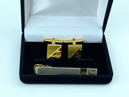 Christian Dior Logo two-tone Tie clip & Cufflinks - Gold-Plated - Silver GS532
