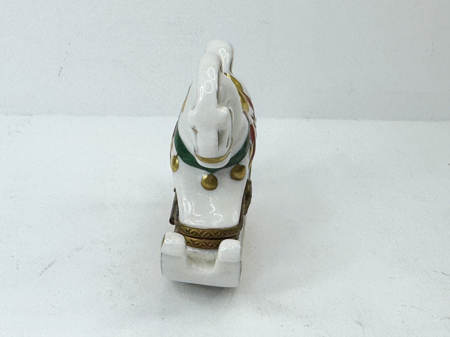 Retired Limoges France White and Brown Rocking Horse by Parry Vielle A500