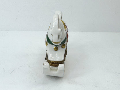 Retired Limoges France White and Brown Rocking Horse by Parry Vielle A500