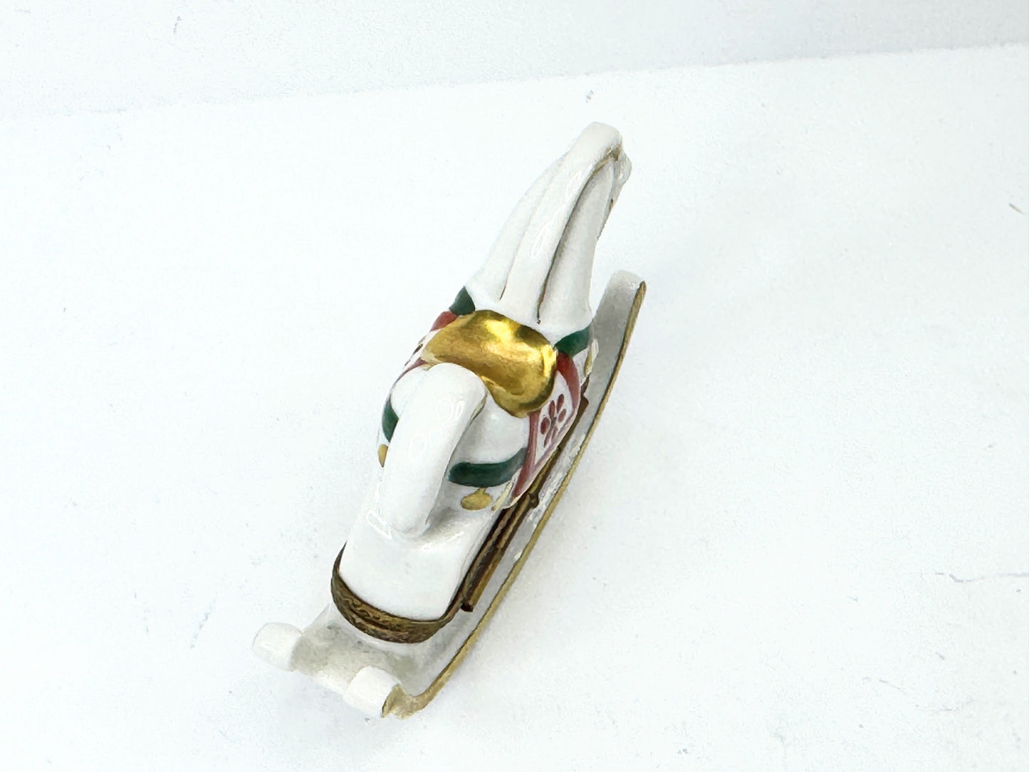 Retired Limoges France White and Brown Rocking Horse by Parry Vielle A500