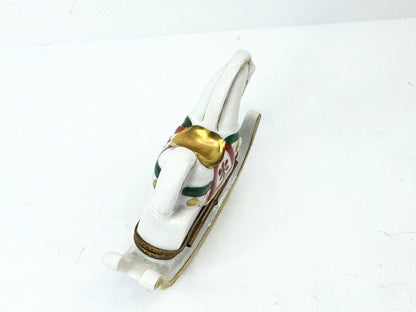 Retired Limoges France White and Brown Rocking Horse by Parry Vielle A500