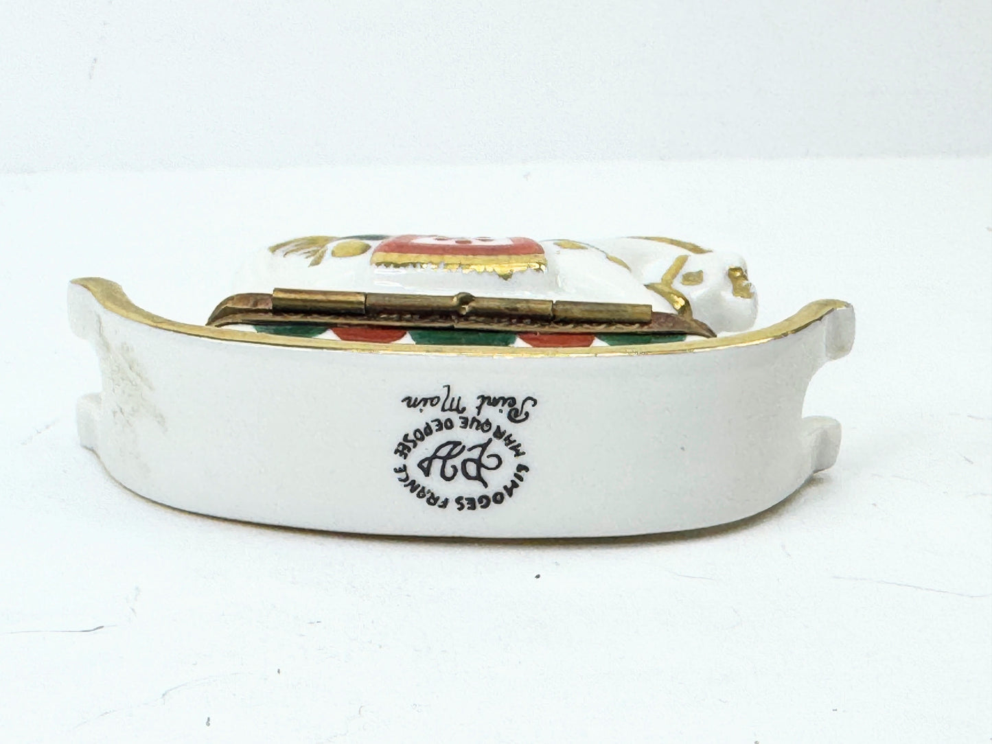 Retired Limoges France White and Brown Rocking Horse by Parry Vielle A500