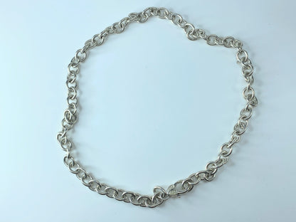 Judith Ripka Sterling silver cable link heart clasp chain necklace