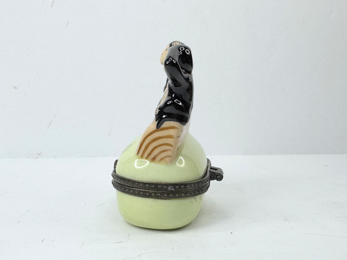 Hear No See No Speak No Evil Monkey Hinged Trinket Box Ceramic A501