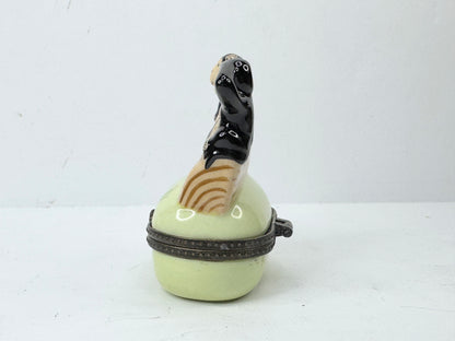 Hear No See No Speak No Evil Monkey Hinged Trinket Box Ceramic A501