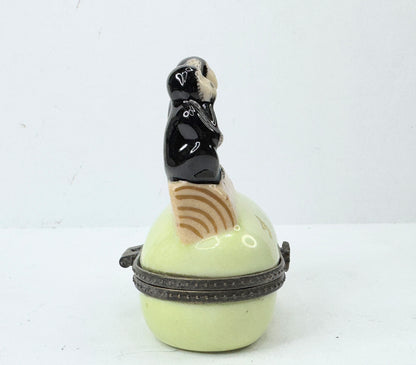Hear No See No Speak No Evil Monkey Hinged Trinket Box Ceramic A501