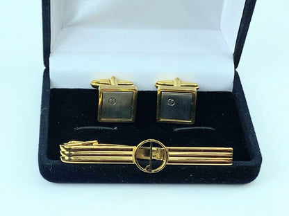 Alfred Dunhill Gold & Silver Cufflinks and Tie Clip Set authentic GS535