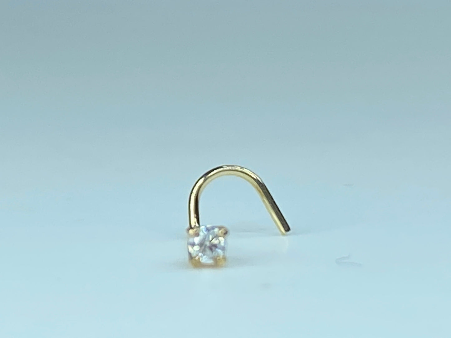 2mm G/VS2 Round brilliant Diamond 14K Gold Nose Screw 22 Gauge JR9858