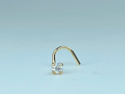 2mm G/VS2 Round brilliant Diamond 14K Gold Nose Screw 22 Gauge JR9858