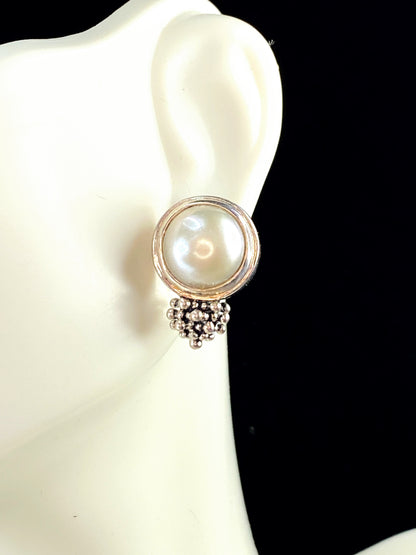 Michael Dawkins 14K sterling 11.6mm Cultured Pearls earrings