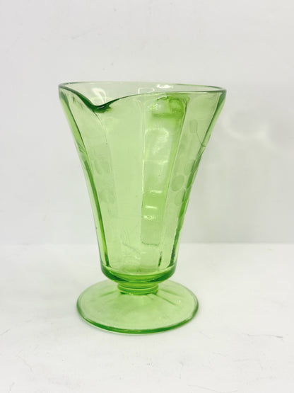 Uranium Glass Green Standard Grape Footed Creamer UV GLOWY GLASS A504