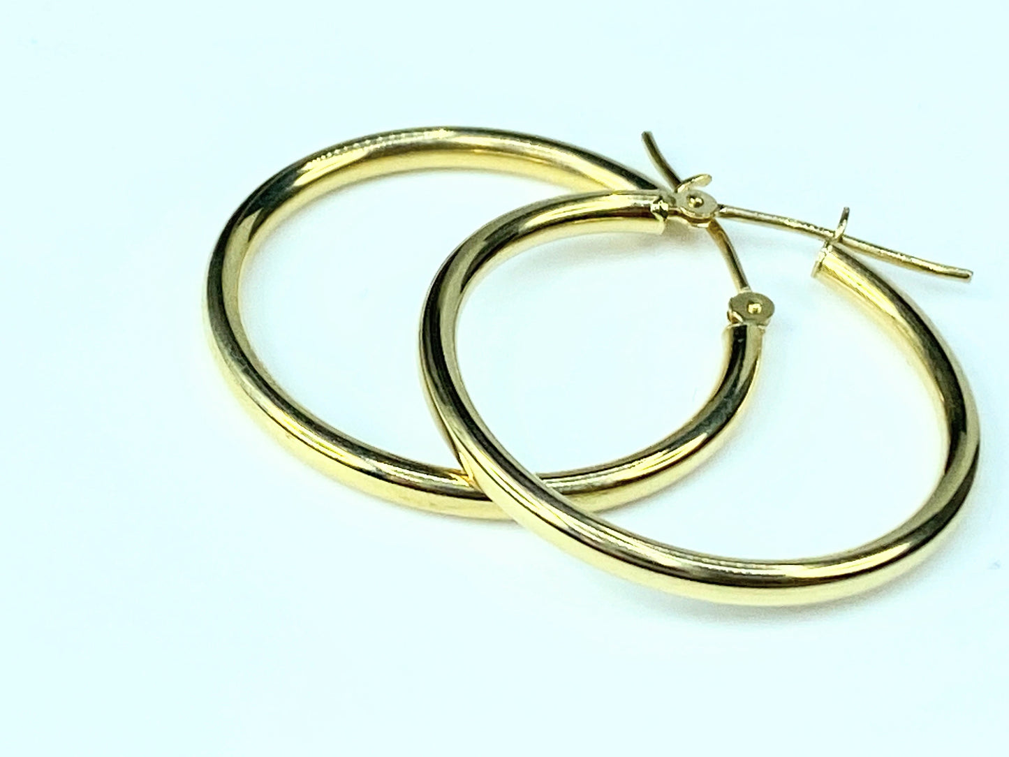 14K 2.0mm Yellow Gold Hoop Tubular Earrings 25.4mm JR9859