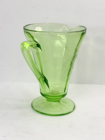 Uranium Glass Green Standard Grape Footed Creamer UV GLOWY GLASS A504