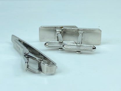 Burberry Vintage cufflinks and tie clip brush silver gold tone set GS538