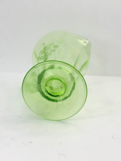 Uranium Glass Green Standard Grape Footed Creamer UV GLOWY GLASS A504