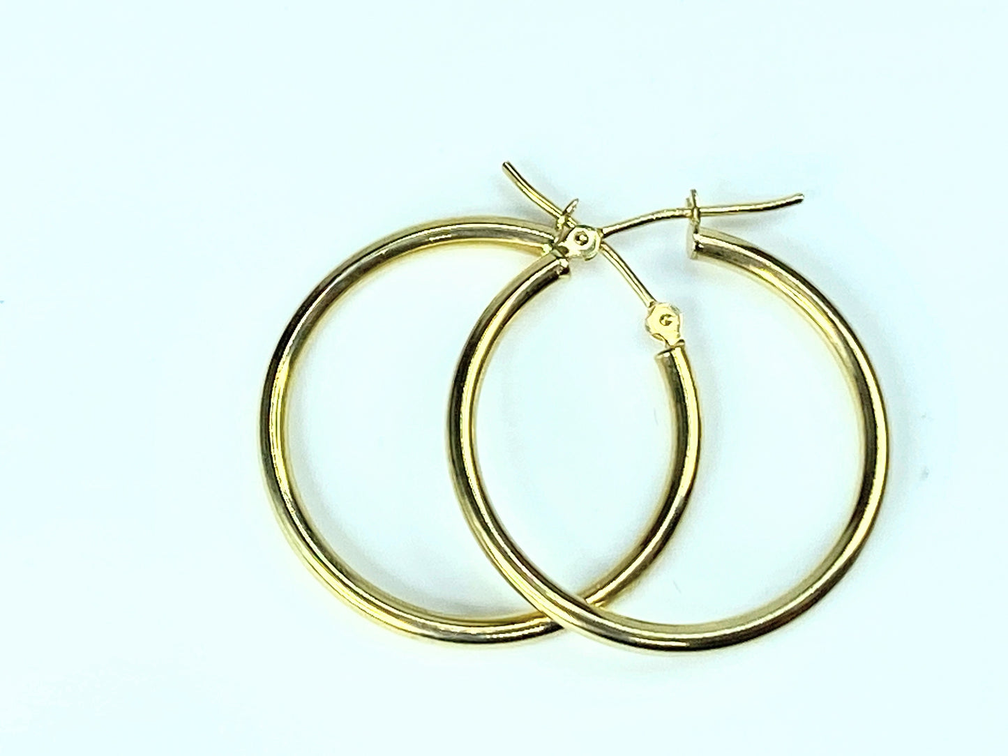 14K 2.0mm Yellow Gold Hoop Tubular Earrings 25.4mm JR9859