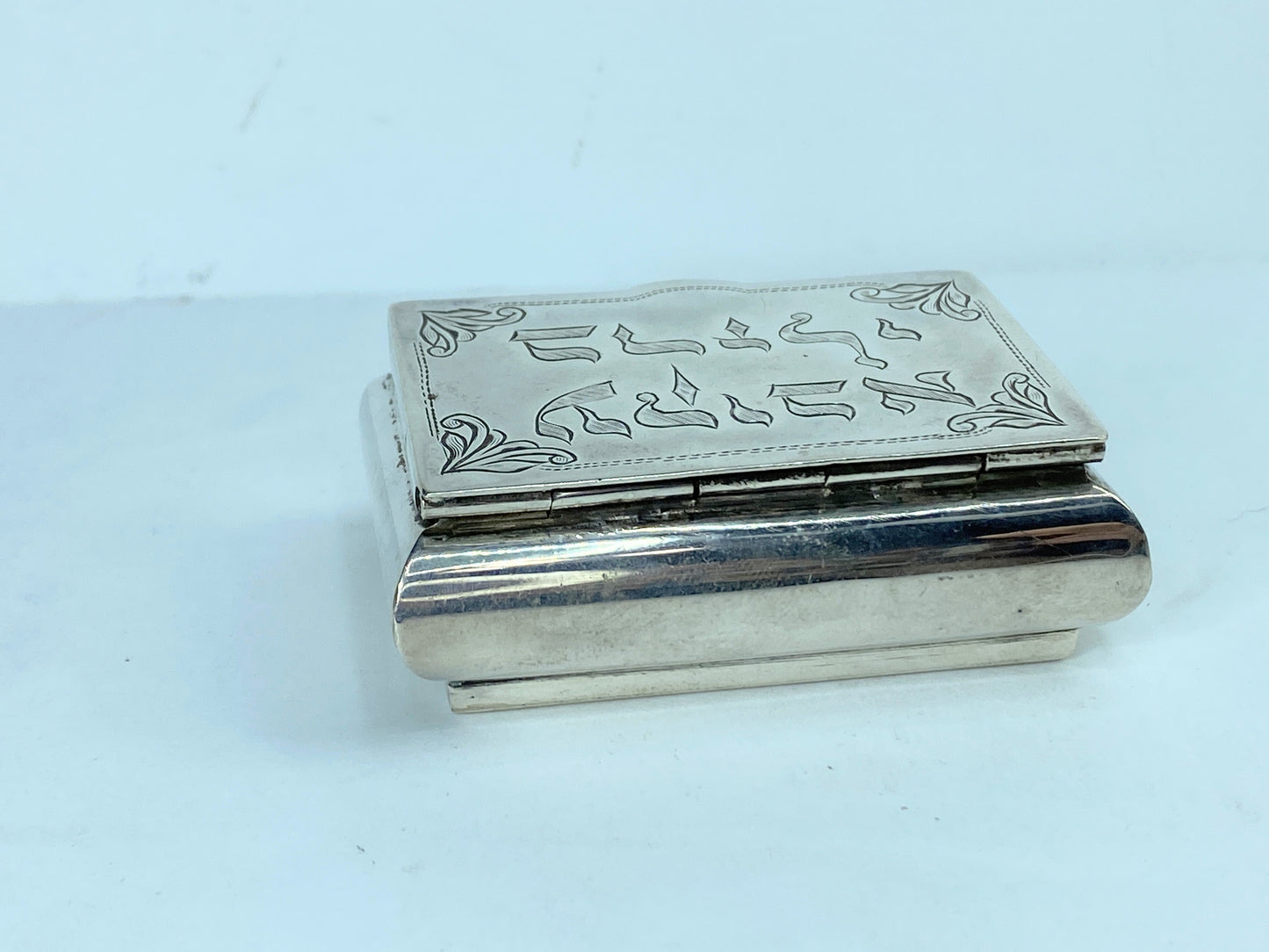 A Sterling Silver scroll Monogram Snuff Box circa 1950