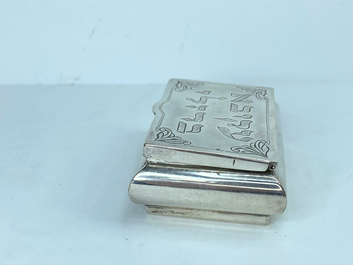 A Sterling Silver scroll Monogram Snuff Box circa 1950