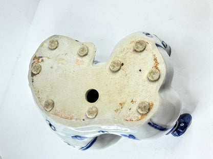 Vintage Blue & White Porcelain Reclining Boy Figurine A1130