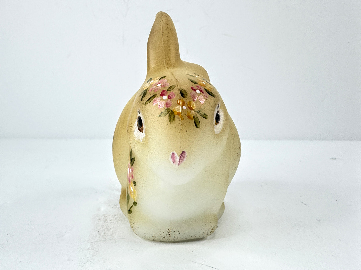 Fenton Hand-Painted Burmese Satin Glass Bunny Figurine A1131