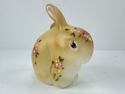 Fenton Hand-Painted Burmese Satin Glass Bunny Figurine A1131