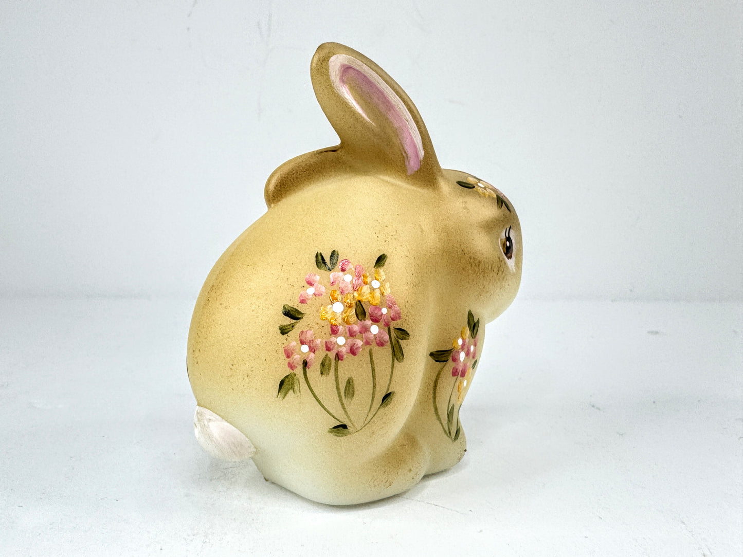 Fenton Hand-Painted Burmese Satin Glass Bunny Figurine A1131