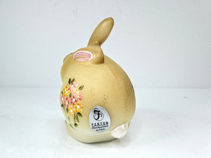 Fenton Hand-Painted Burmese Satin Glass Bunny Figurine A1131