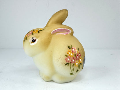 Fenton Hand-Painted Burmese Satin Glass Bunny Figurine A1131