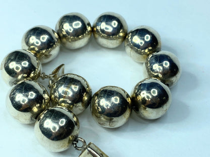 15.8mm Huge size Sterling Silver 925 ball bead bracelet 49.8g 8 1/4" JR9862