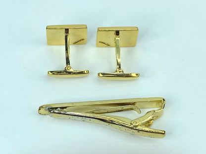Vintage Yves Saint Laurent cufflinks & Tie clip gold silver tone design GS542