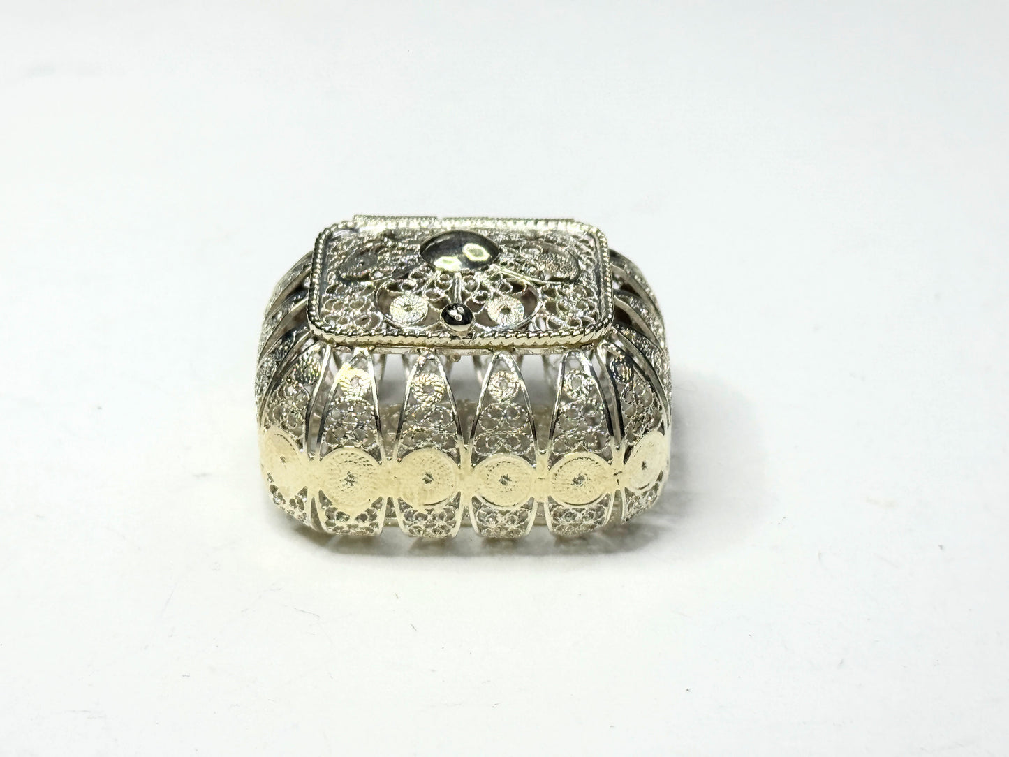 Rosary Box Metal Sterling Silver Christian Religion Souvenir Gift Reliquary SS121