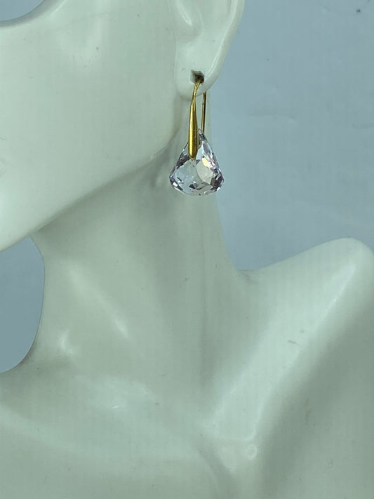 Swarovski Lunar drop earrings Pink, yellow gold-tone plated 1 1/8 6.0g GS546