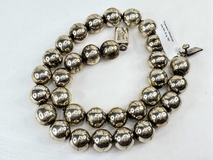 Vintage Mexican Sterling Silver Graduated Bead Necklace 16" 81.4g JR1820