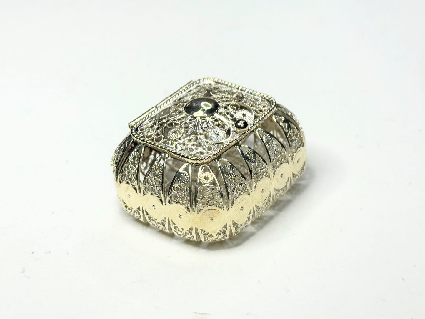 Rosary Box Metal Sterling Silver Christian Religion Souvenir Gift Reliquary SS121