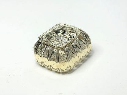 Rosary Box Metal Sterling Silver Christian Religion Souvenir Gift Reliquary SS121