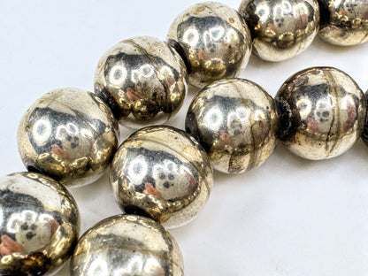 Vintage Mexican Sterling Silver Graduated Bead Necklace 16" 81.4g JR1820