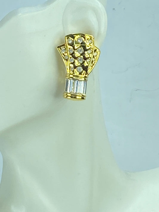 Swarovski Crystal gold-tone clip on earrings 1 7/8" 16.9g GS548
