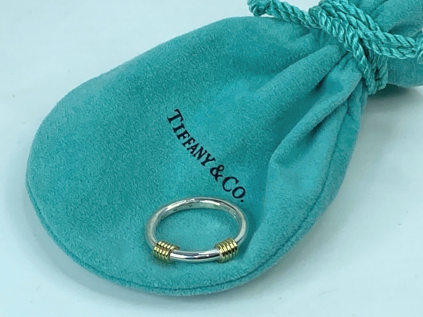Tiffany & Co 18k Yellow Gold Sterling Scoil coil wire stackable ring s7 JR706