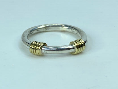 Tiffany & Co 18k Yellow Gold Sterling Scoil coil wire stackable ring s7 JR706