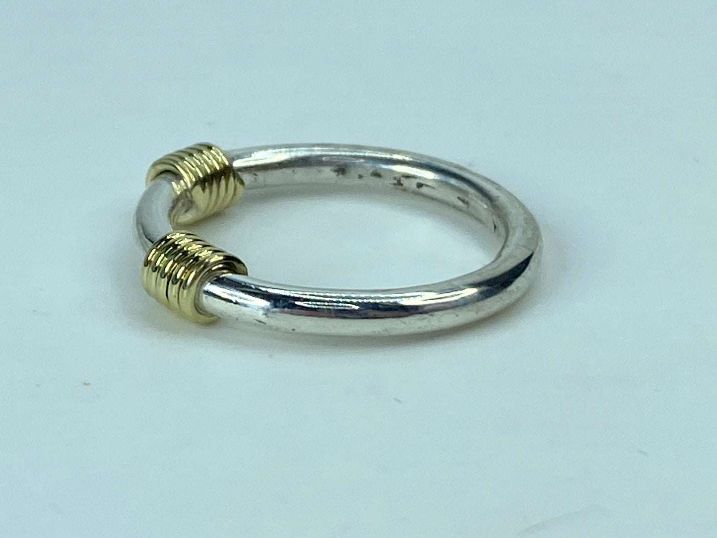 Tiffany & Co 18k Yellow Gold Sterling Scoil coil wire stackable ring s7 JR706