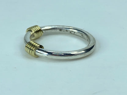 Tiffany & Co 18k Yellow Gold Sterling Scoil coil wire stackable ring s7 JR706