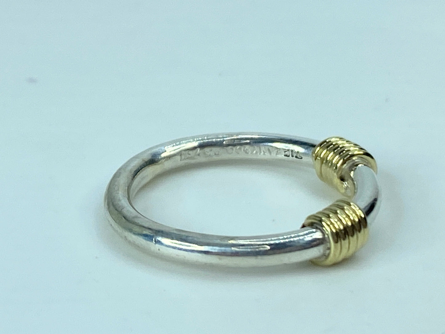 Tiffany & Co 18k Yellow Gold Sterling Scoil coil wire stackable ring s7 JR706