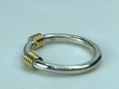 Tiffany & Co 18k Yellow Gold Sterling Scoil coil wire stackable ring s7 JR706