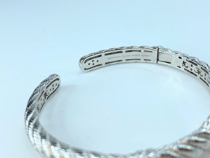 Judith Ripka Sterling silver  10.0mm hinged Cable CZ cuff bangle 7" 26.2g JR8804