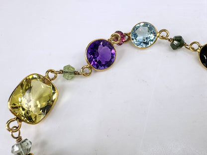 14K Gold Multi Gemstone Station Bracelet Citrine Garnet Amethyst JR1825 JR1825