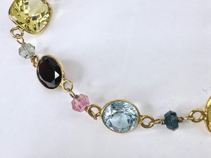 14K Gold Multi Gemstone Station Bracelet Citrine Garnet Amethyst JR1825 JR1825