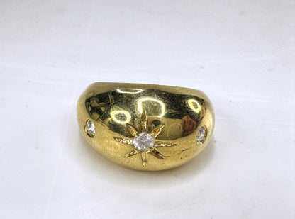 Handmade 18K Gold 0.15ct G/VS Diamond Starburst Dome Ring Size 7 JR1835